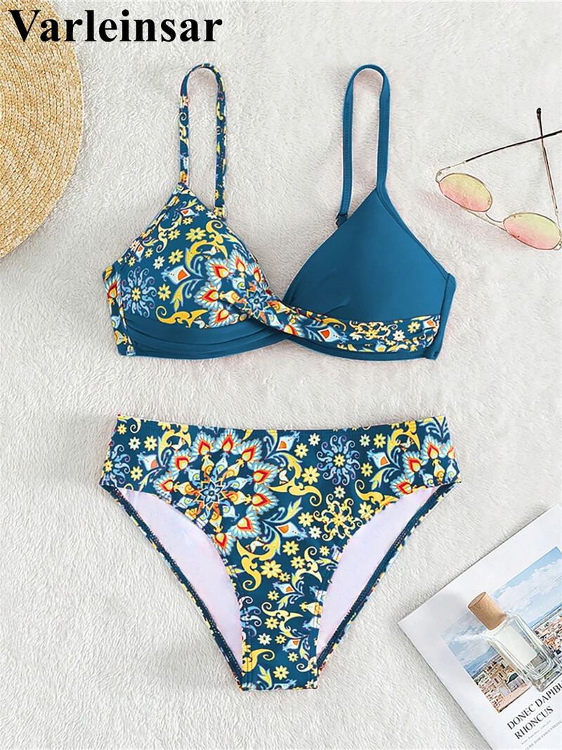 S - XL εμπριμέ μπικίνι Push Up Μαγιό Γυναικεία Μαγιό Γυναικεία Σετ μπικίνι δύο τεμαχίων με σουτιέν Κύπελλο μπάνιου μαγιό V5481