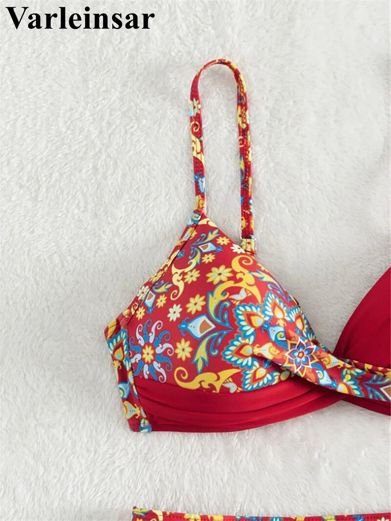 S - XL εμπριμέ μπικίνι Push Up Μαγιό Γυναικεία Μαγιό Γυναικεία Σετ μπικίνι δύο τεμαχίων με σουτιέν Κύπελλο μπάνιου μαγιό V5481