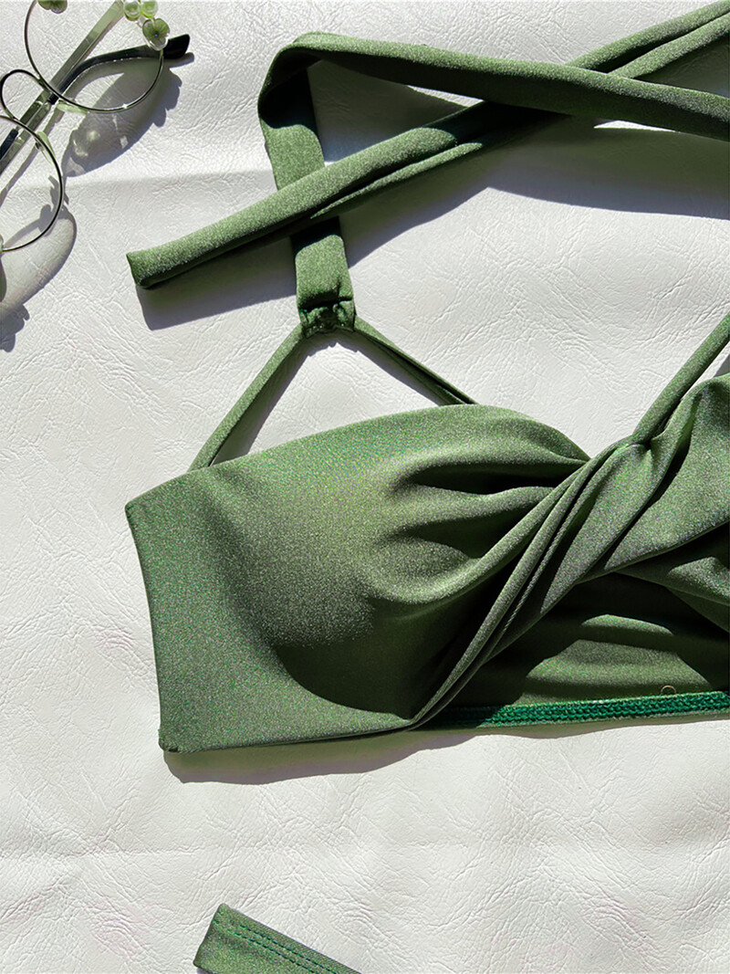 S - XL Sexy Halter Kortsus Brasiilia bikiinid Naiste ujumistrikoo Naiste ujumisriided Kaheosaline bikiinikomplekt supelkostüüm Ujumiskostüüm K5571