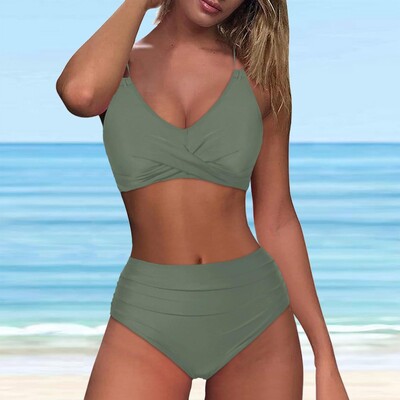 S-XL Sexy V λαιμόκοψη μπικίνι γυναικείο μαγιό Γυναικείο μαγιό Σετ μπικίνι δύο τεμαχίων Bather μαγιό μαγιό