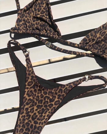 Σέξι Leopard μπικίνι γυναικεία κοστούμι λουράκι Push Up Μαγιό Three Points Μπικίνι Χαμηλής Μέσης Γυναικεία Καλοκαιρινό εξώπλατο μαγιό