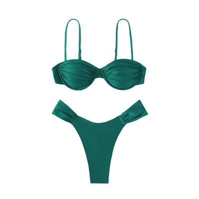 Νέες καυτές εκπτώσεις για σέξι γυναικεία γεμιστό σουτιέν μπικίνι με πλισέ μαγιό Σετ μπικίνι κολύμβησης στην παραλία