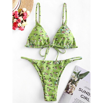 2024 Costum de baie pentru femei Costum de baie din două piese Set de bikini cu imprimare florală Costum de baie brazilian cu push-up Costum de baie de vară pentru plajă купальник