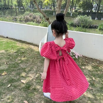 Bear Leader Rose Pink Kared Bow Dress Elegant Lolita Child Big Girls Midi Dress Детски рокли Тийнейджърски парти Princess Sundress