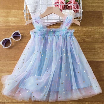 Бебешка рокля за момиченце с дъга и пайети Tulle Tutu Vestidos 1-5 Y Детски комплект за принцеса за парти за рожден ден Детски летни сладки тоалети