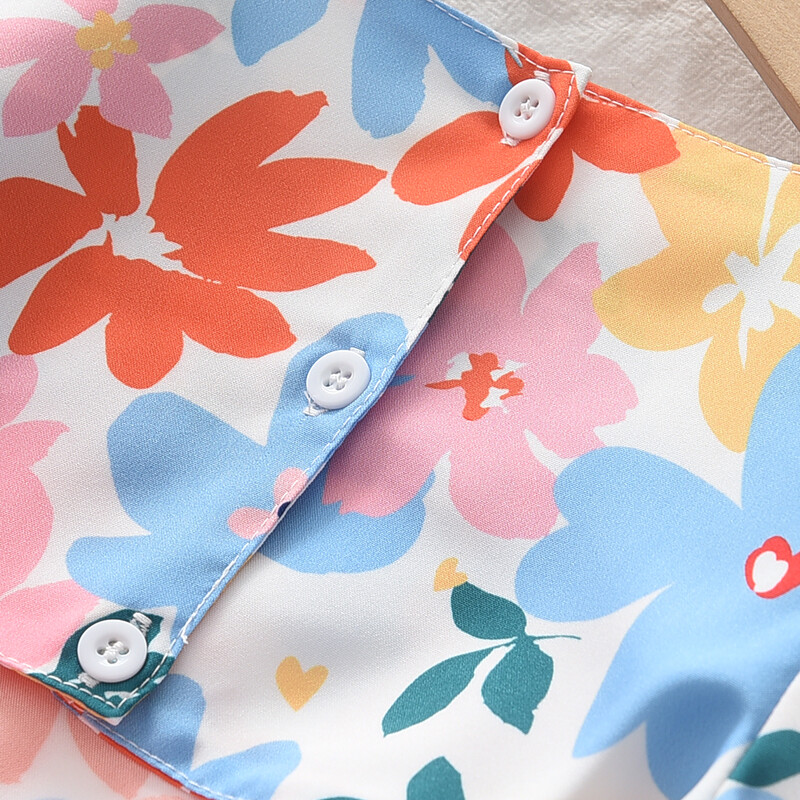 Bear Leader tüdrukute kleidid 2023. aasta suvi uus beebitüdrukute värvilised lillelised lühikeste varrukatega kleidid 3–7-aastastele tüdrukutele