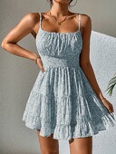 Prancūziška trumpa suknelė 2024 m. Vasaros šaunus sijonas Street asmenybės mados temperamento plonas juosmuo mažas gėlių apynasris