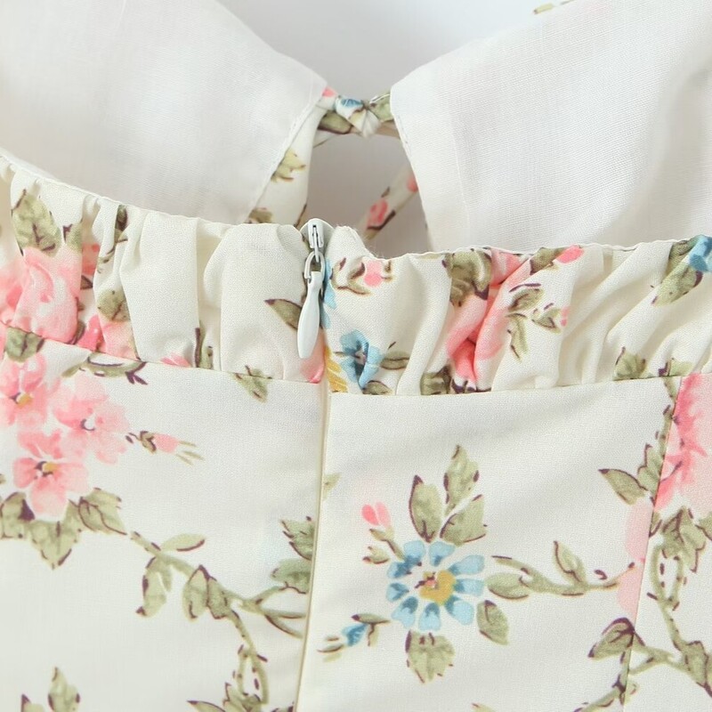 Prindi Lühike spagetirihmaga seelik Seljata kleit Naiste lillede suvine vabaaja varrukateta minikleidid Coquette Mood Riided Y2k