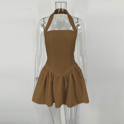 TARUXY Frill mini päitsetega kleit naistele. Seksikas seljataga A-joonega, pitsitud, kõrge vöökohaga naiste rannamust bodycon kleit