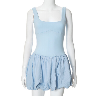 TARUXY Mini haljina s prslukom na nabore za žene uskog kroja Visoka haljina za plažu bez rukava A kroja Jednobojna ženska nova ljetna haljina