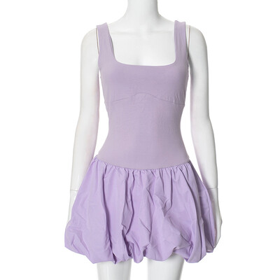 TARUXY Mini haljina s prslukom na nabore za žene uskog kroja Visoka haljina za plažu bez rukava A kroja Jednobojna ženska nova ljetna haljina