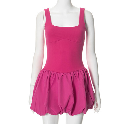 TARUXY Mini haljina s prslukom na nabore za žene uskog kroja Visoka haljina za plažu bez rukava A kroja Jednobojna ženska nova ljetna haljina