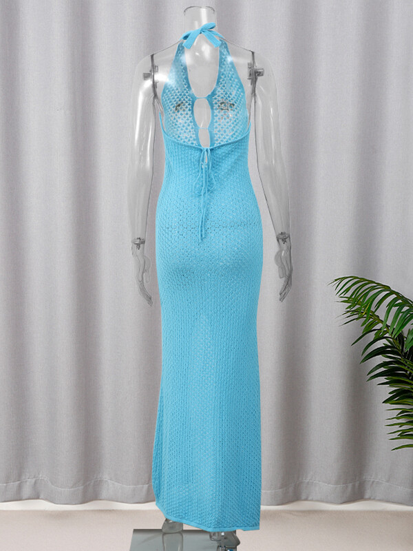 Naised Seksikas kootud õõnsaga pikk kleit Elegantne Bodycon Varrukateta V-kaelusega külglõhikuga Mitmekülgsed kleidid Suvised puusakomplekti hommikumantlid