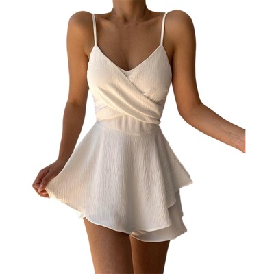 Σέξι φορέματα 2024 με λεπτές τιράντες με λουράκια Y2k μασίφ βολάν Ρόμπερες καλοκαιρινές καθημερινές φόρμες με κλωστή Γυναικεία κομψά ρούχα