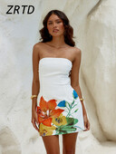 Moodsad lilledega trükitud minikleidid Naiste õhukesed varrukateta seljata torukleidid 2024. aasta suve Y2k naispuhkuse ranna tänavarõivad