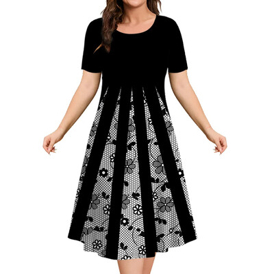 2024 m. vasarinės moteriškos suknelės Moteriški drabužiai trumpomis rankovėmis Moteriški drabužiai laisvi A linijos sijonas Elegantiškos ir gražios moteriškos suknelės