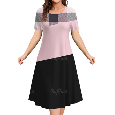 2024 m. vasarinės moteriškos suknelės Moteriški drabužiai trumpomis rankovėmis Moteriški drabužiai laisvi A linijos sijonas Elegantiškos ir gražios moteriškos suknelės