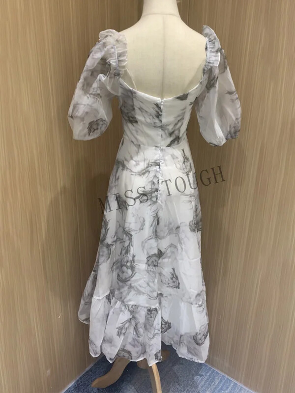 Suvine lillemustriga kleit naistele Seksikas prantsuse stiilis vintage peokleit Midi-kleidid vabaaja Korea mood Elegantne retrokleit 2024 Uus