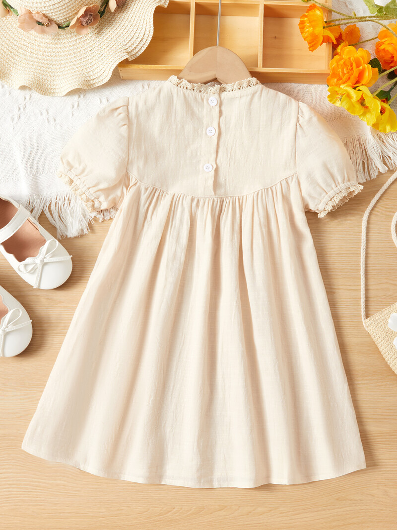 Κορίτσια Casual κεντημένο φλοράλ φόρεμα Μικρά κορίτσια Μόδα δώρο γενεθλίων Πριγκίπισσα Φόρεμα Παιδικά Ρούχα από καθαρό βαμβάκι με φουσκωτά μανίκια