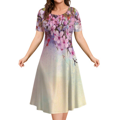 Μόδα Κομψά Γυναικεία Φορέματα Φαρδύ φόρεμα σε γραμμή Α Γυναικεία κοντομάνικα Top Simplicity Λουλούδια Casual Γυναικεία πουλόβερ Ρούχα