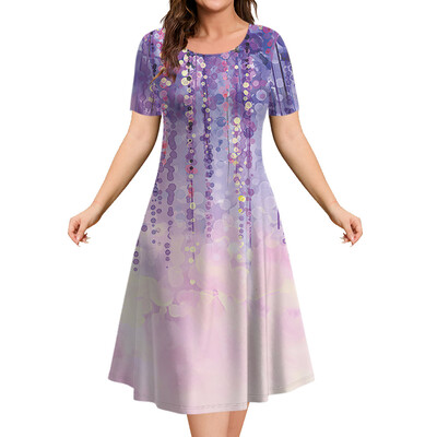 Μόδα Κομψά Γυναικεία Φορέματα Φαρδύ φόρεμα σε γραμμή Α Γυναικεία κοντομάνικα Top Simplicity Λουλούδια Casual Γυναικεία πουλόβερ Ρούχα