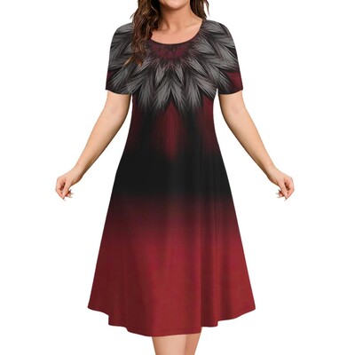 Μόδα Κομψά Γυναικεία Φορέματα Φαρδύ φόρεμα σε γραμμή Α Γυναικεία κοντομάνικα Top Simplicity Λουλούδια Casual Γυναικεία πουλόβερ Ρούχα