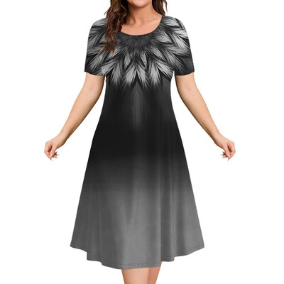 Μόδα Κομψά Γυναικεία Φορέματα Φαρδύ φόρεμα σε γραμμή Α Γυναικεία κοντομάνικα Top Simplicity Λουλούδια Casual Γυναικεία πουλόβερ Ρούχα