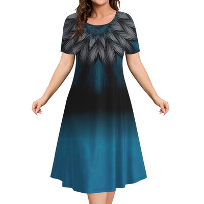 Μόδα Κομψά Γυναικεία Φορέματα Φαρδύ φόρεμα σε γραμμή Α Γυναικεία κοντομάνικα Top Simplicity Λουλούδια Casual Γυναικεία πουλόβερ Ρούχα