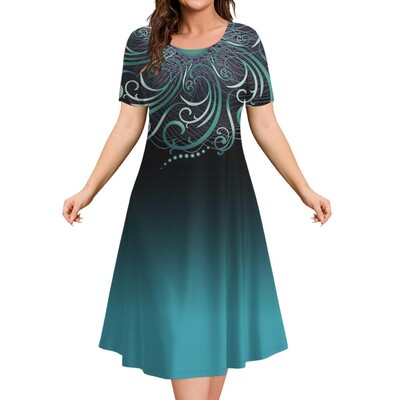 Μόδα Κομψά Γυναικεία Φορέματα Φαρδύ φόρεμα σε γραμμή Α Γυναικεία κοντομάνικα Top Simplicity Λουλούδια Casual Γυναικεία πουλόβερ Ρούχα