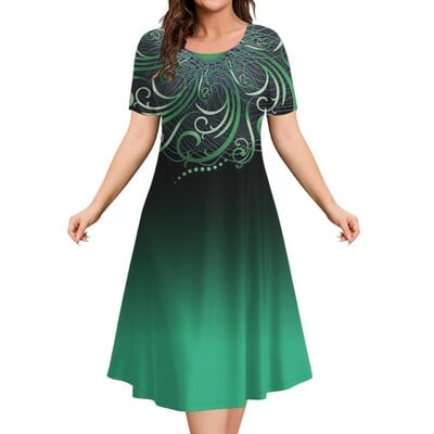 Μόδα Κομψά Γυναικεία Φορέματα Φαρδύ φόρεμα σε γραμμή Α Γυναικεία κοντομάνικα Top Simplicity Λουλούδια Casual Γυναικεία πουλόβερ Ρούχα