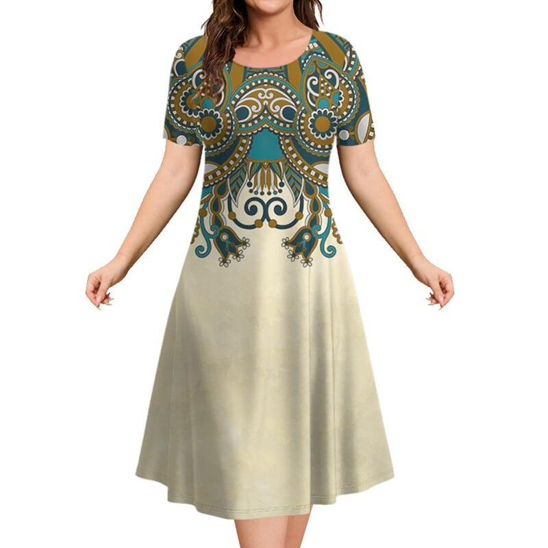 Μόδα Κομψά Γυναικεία Φορέματα Φαρδύ φόρεμα σε γραμμή Α Γυναικεία κοντομάνικα Top Simplicity Λουλούδια Casual Γυναικεία πουλόβερ Ρούχα