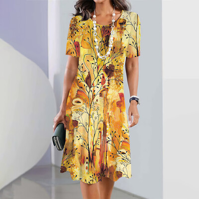 Moteriška vasaros suknelė Mergaičių madinga suknelė megztinis su gėlėmis 3D margintas sijonas Moteriškas 2024 m. Elegantiškas šventinis laisvas drabužis