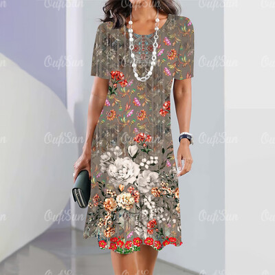 Moteriška vasaros suknelė Mergaičių madinga suknelė megztinis su gėlėmis 3D margintas sijonas Moteriškas 2024 m. Elegantiškas šventinis laisvas drabužis