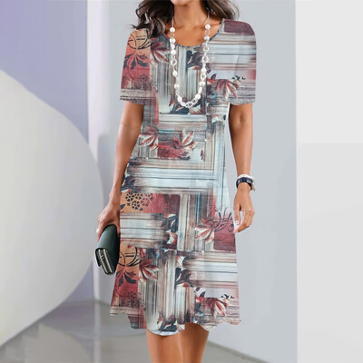 Moteriška vasaros suknelė Mergaičių madinga suknelė megztinis su gėlėmis 3D margintas sijonas Moteriškas 2024 m. Elegantiškas šventinis laisvas drabužis