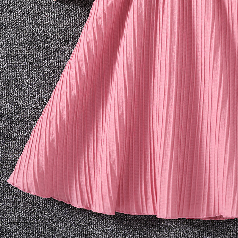 2024 m. nauja vasaros suknelė Rožinė balta sijonas be rankovių su įstrižais nėriniais ir diržu Madinga atostogų vakarėlis kasdien, skirta 4–12 m. vaikų aprangai