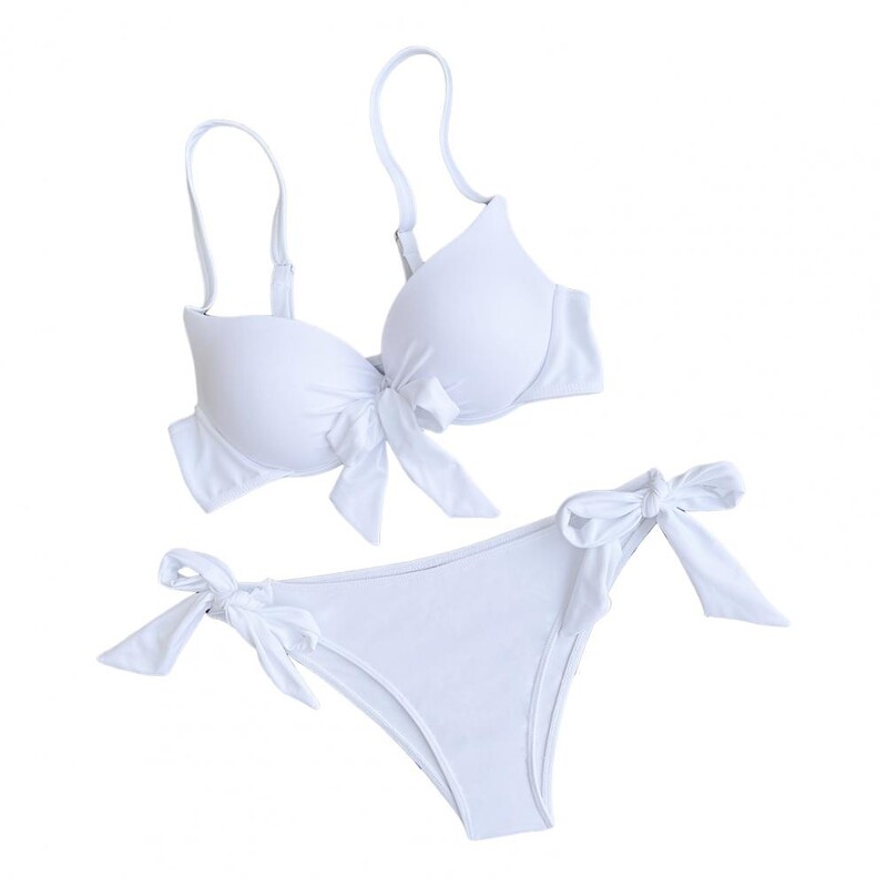 Bikini push-up cu fundă în față sexy Costumul de baie din două piese cu cravată Bikini costum de baie Costume de baie Biquini Conjunto De Bikini Tankini
