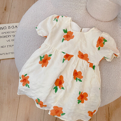 Uus Tüdrukute Suvine Printsessi Kleit Hingav lühikeste varrukatega Kleit Daam Sweet Lillelised Vestidos Lasteriided Beebidele Lasteriided