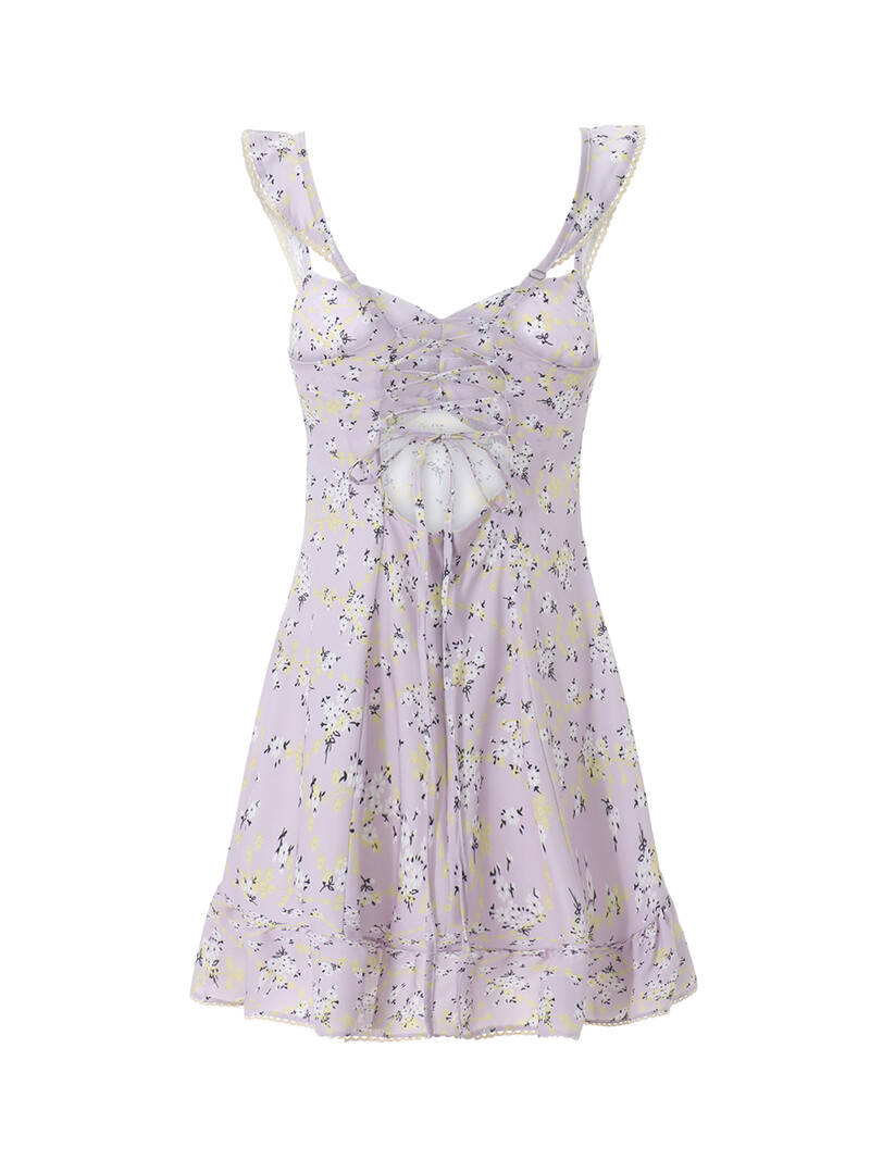 Rochie mini Fairy Cottage pentru femei Decoltat fără mâneci Decupaj A-line Rochie scurtă anii 90 Estetic retro Y2K Streetwear