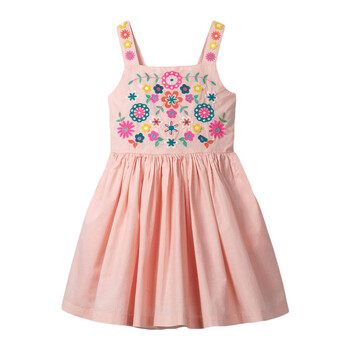 Little maven 2024 New Years Girls Dress Summer Girl Beach Floral φορέματα για κορίτσια 7 ετών Κέντημα Floral Βρεφικά ρούχα