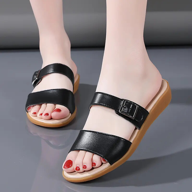 35–40 Moodsad välitingimustes kasutatavad ehtsast nahast sussid Naiste vabaaja libisemisvastased sandaalid Suvised lahedad lamedad tüdrukute kingad Tasuta kohaletoimetamine