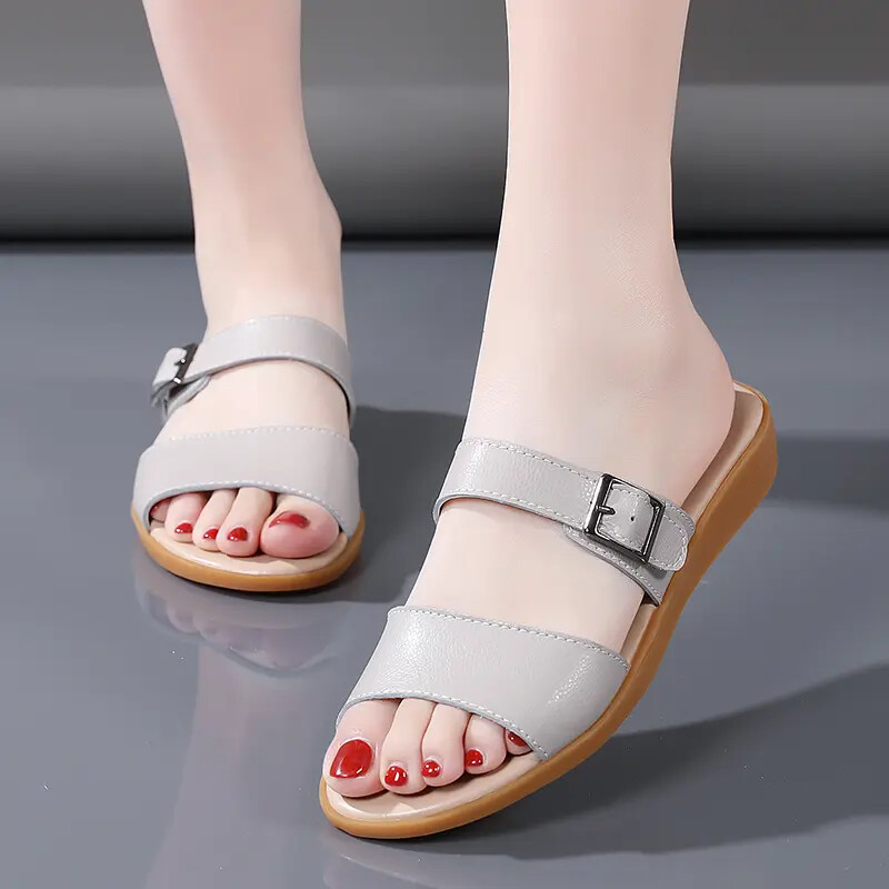 35–40 Moodsad välitingimustes kasutatavad ehtsast nahast sussid Naiste vabaaja libisemisvastased sandaalid Suvised lahedad lamedad tüdrukute kingad Tasuta kohaletoimetamine