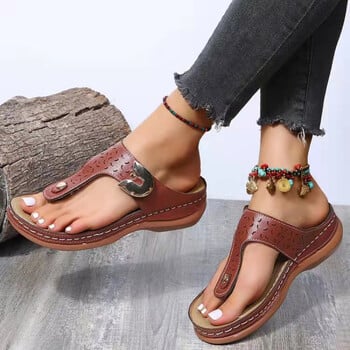 Γυναικεία Σανδάλια Πλατφόρμας Beach Casual Wedges Σαγιονάρες Premium Ορθοπεδικά Ανοιχτά Δάχτυλα Αντιολισθητικά PU Δερμάτινα παπούτσια εξωτερικού χώρου