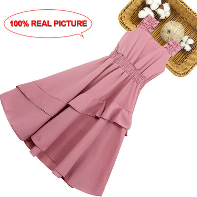 Kleit Tüdrukutele Ühevärviline Kleit Tüdrukutele Vabaaja stiilis Lastekleidid Tüdrukute suverõivad 6 8 10 12 14