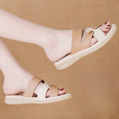 Naiste sandaalid, nahast vabaaja sussid, plätud, lamedad jalatsid naistele. Tasuta kohaletoimetamine Slaidid Madala hinnaga Naturaalne nahk Eva 39