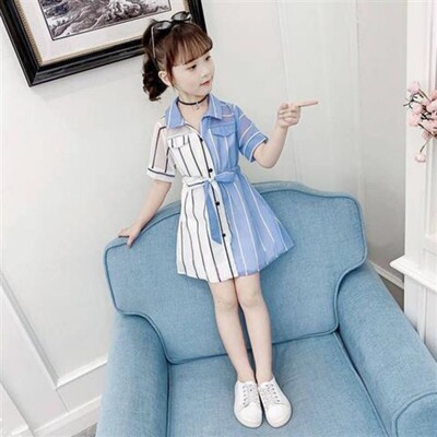 Uued suvised tüdrukute pluuskleidid Triibulised kleidid tüdrukutele Teismeliste tüdrukute kleidid 2-11T Laste suvekleidid