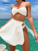 OIINAA ujumiskostüüm Naiste Kortsus soliidne bikiinikostüüm suvine Olkaimeta ujumisriided Rannarõivad Seksikas kolmeosaline ujumistrikoo ujumiskostüüm