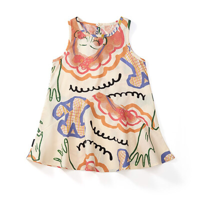 Παιδικό φόρεμα για κοριτσάκι 2-8 T Καλοκαιρινά ρούχα κοντά μανίκια ουράνιο τόξο γκράφιτι στάμπα μπλουζάκι Φόρεμα μόδας για βρέφη