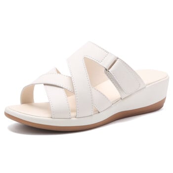 Microfiber Γυναικεία Wedge Σανδάλια Open Toe Ladies Slides Sandals Comfortable Slip On Beach Slides