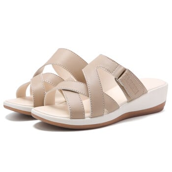 Microfiber Γυναικεία Wedge Σανδάλια Open Toe Ladies Slides Sandals Comfortable Slip On Beach Slides