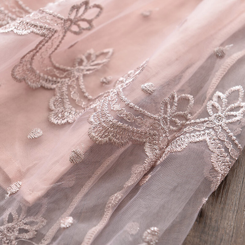 Bear Leader tüdrukute kleit 2023, uus suvine võrkkangast tüdrukute riided, roosad aplikatsioonid printsessikleit laste suveriided, tüdrukute kleit